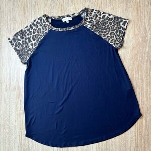 Perfect Peach Navy/Leopard Shirt
